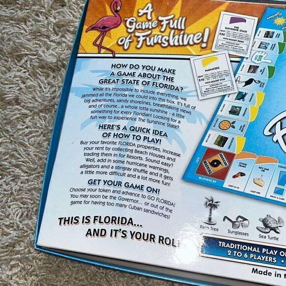 Florida Opoly Board Game Floridaopoly Monopoly Style Game Made In USA Late For T - Picture 2 of 11